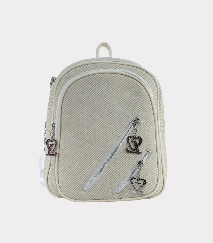 mochilas con cierres diagonales y dijes negocios